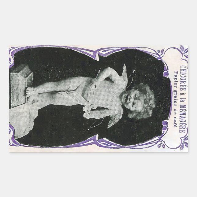 Sad Cherub Angel Print Rechteckiger Aufkleber (Vorderseite)