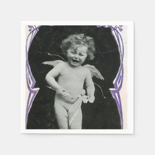 Sad Cherub Angel Print Serviette