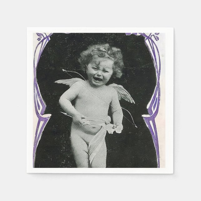 Sad Cherub Angel Print Serviette (Vorderseite)