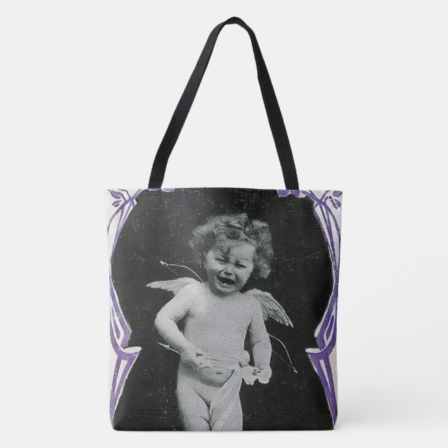 Sad Cherub Angel Print Tasche (Vorderseite)