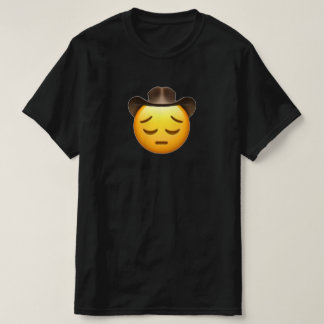Sad Cowboy Emoji Black T - Shirt
