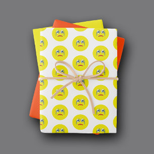Sad Cry Emoji Pattern Geschenkpapier Set