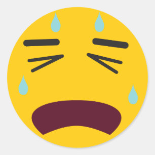 Sad Cry Emoji Runder Aufkleber