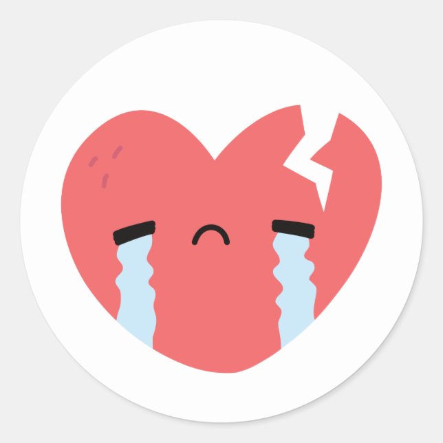Sad Cry gebrochenes Herz Gesicht Emoji Runder Aufkleber (Vorderseite)