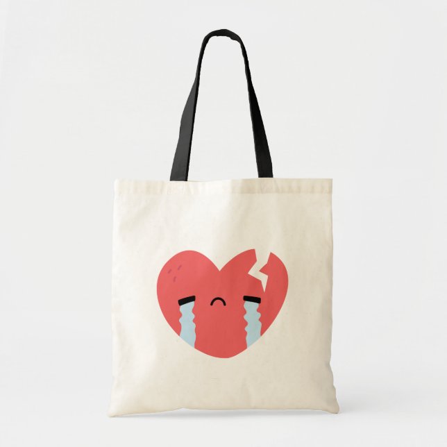 Sad Cry gebrochenes Herz Gesicht Emoji Tragetasche (Vorne)