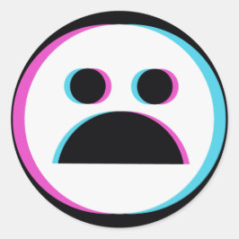 Sad Emoji Black Runder Aufkleber