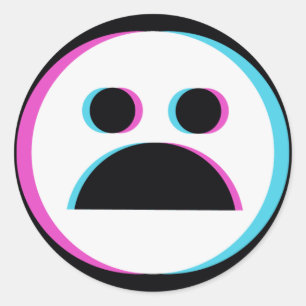 Sad Emoji Black Runder Aufkleber