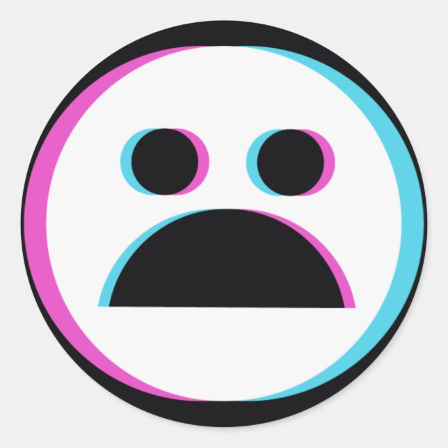 Sad Emoji Black Runder Aufkleber (Vorderseite)