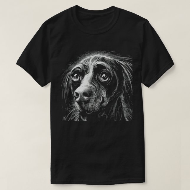 Sad Eyes Scratchboard Mutt T - Shirt (Design vorne)