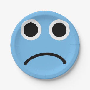 Sad Face Blue Frowning Emoticon Emoji Pappteller