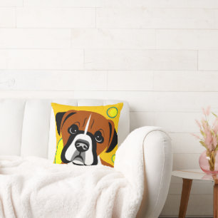 Sad Face Boxer Dog Cartoon Kissen