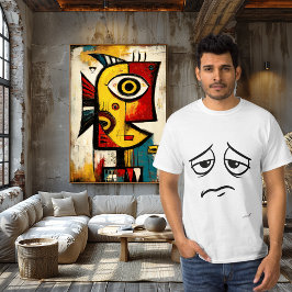 Sad Face Minimalist Emotional Humor Monday T-Shirt