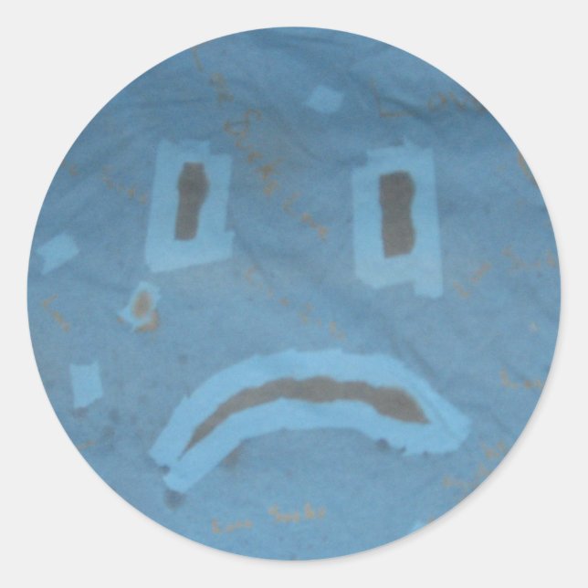 Sad-Face-Sticker Runder Aufkleber (Vorderseite)