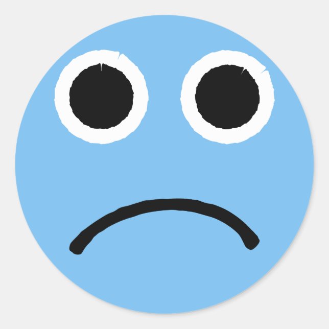 Sad Face Stickers Blue Frowning Emoticon (Vorderseite)