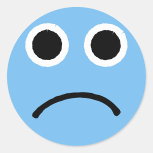 Sad Face Stickers Blue Frowning Emoticon