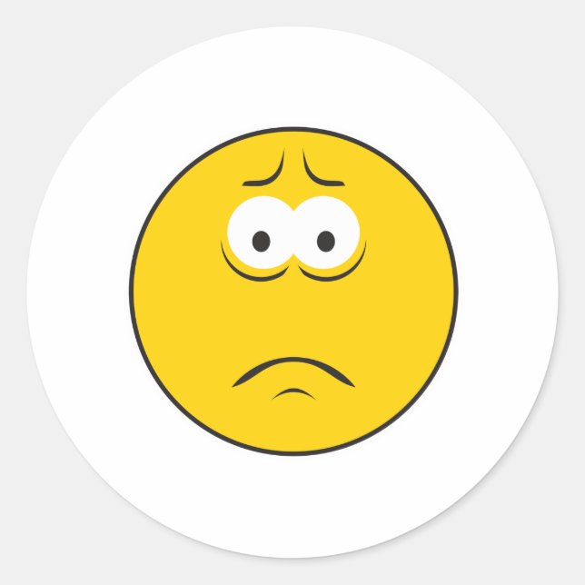 Sad Frownace Runder Aufkleber (Vorderseite)
