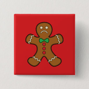 Sad Gingerbread Man Button