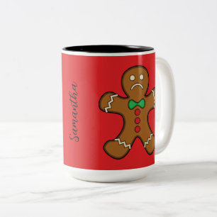 Sad Gingerbread Man   Name hinzufügen Zweifarbige Tasse