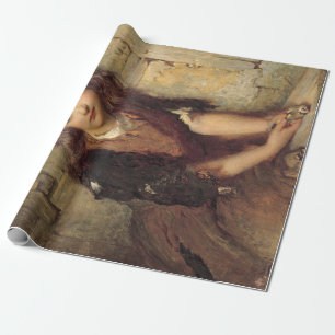 Sad Girl with a Dead Goldfinch Bird (Pet Beileid) Geschenkpapier
