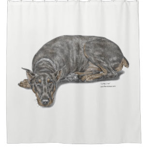 Sad Guilty Looking Doberman Duschvorhang