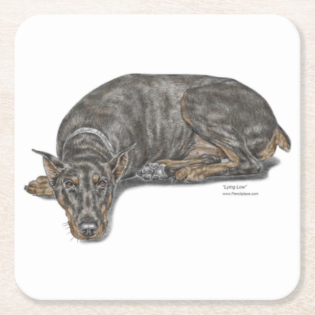 Sad Guilty Looking Doberman Rechteckiger Pappuntersetzer (Vorderseite)