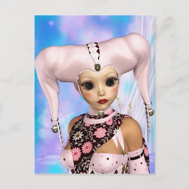 Sad Harlequin Doll Postkarte (Vorderseite)