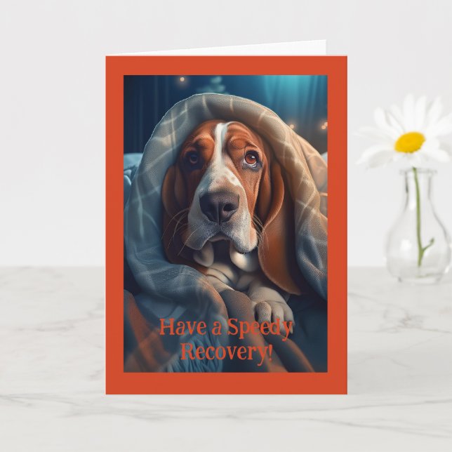Sad Hound gut, 5" x 7" geklappte Grußkarte Karte (Kleine Pflanze)