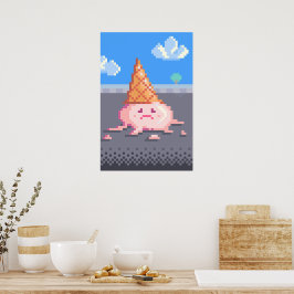 Sad Ice Creme Camp Pixel Art Poster
