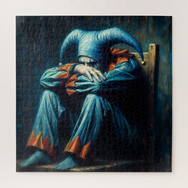 Sad Jester sitzt im Vorsitz (Vertikal)