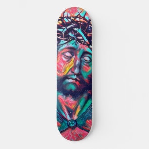 Sad Jesus Christus Gesicht Thorn Crown Abstrakte K Skateboard