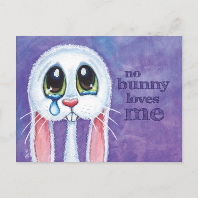 Sad Lonely White Rabbit Postcard Postkarte (Vorderseite)