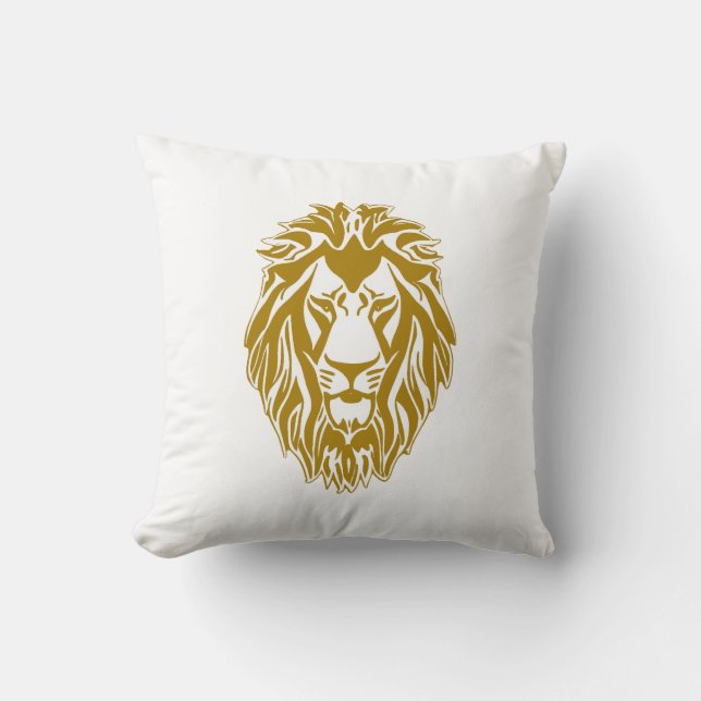 Sad Löwe goldener Kopf Kissen (Vorderseite)