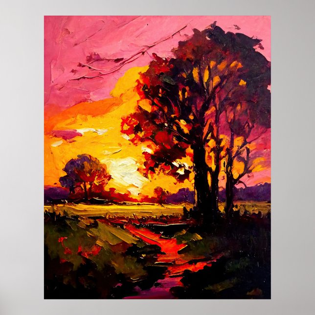 Sad Meadow Sunset Fine Art Poster (Vorne)