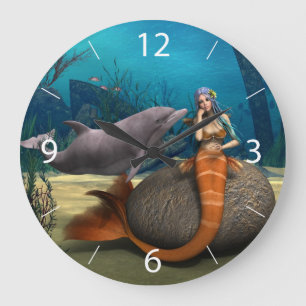 Sad Mermaid Große Wanduhr