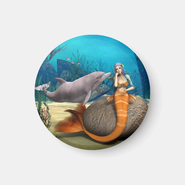 Sad Mermaid und Dolphin Magnet (Vorne)