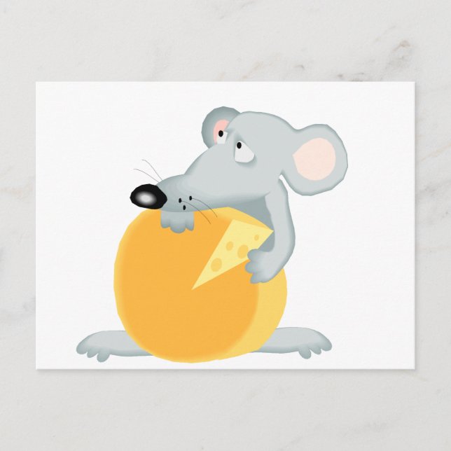 Sad Mouse Mice Holding Käse Postkarte (Vorderseite)