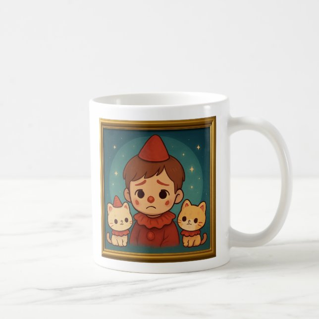 Sad Pierrot and Cats Mug (Droite)