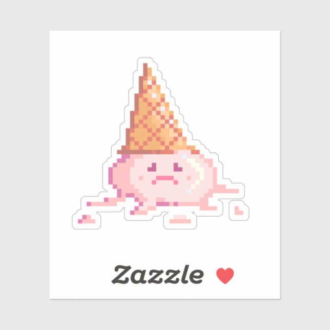 Sad Pixel Art Ice-Creme Aufkleber (Blatt)