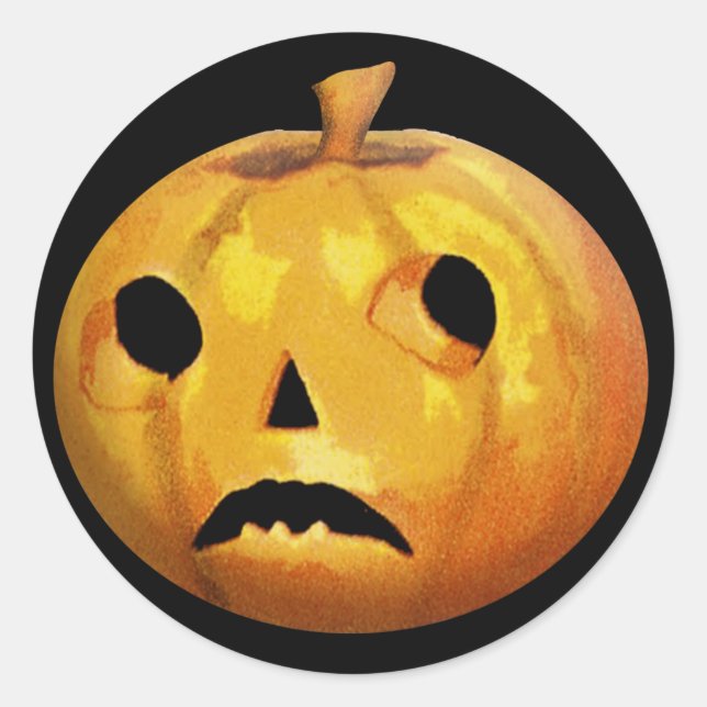 Sad Pumpkin Face für Halloween Fun Stickers (Vorderseite)