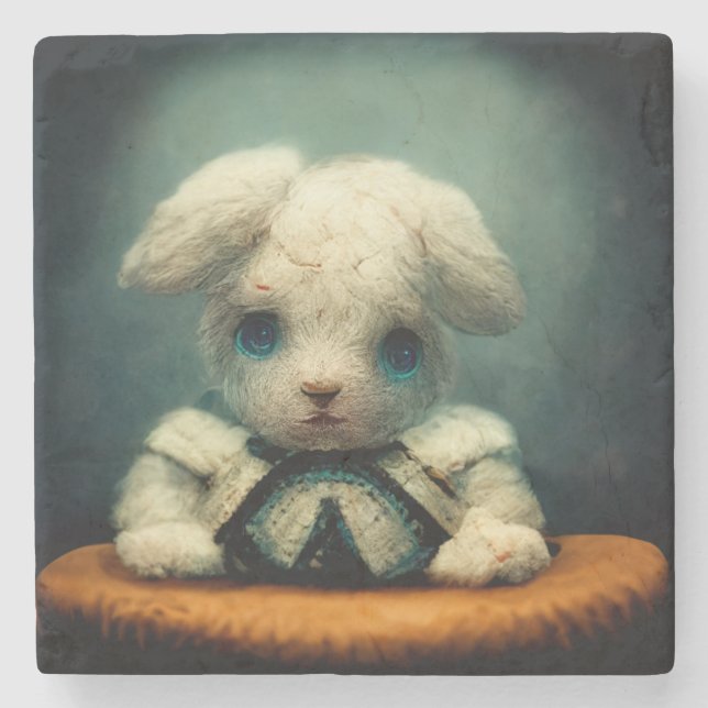 Sad Rabbit Steinuntersetzer (Vorderseite)