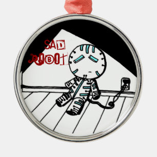 Sad Robot Ornament Aus Metall