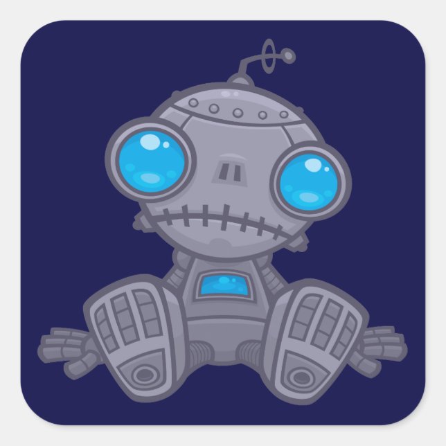 Sad Robot Quadratischer Aufkleber (Vorderseite)