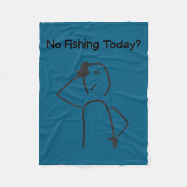 Sad Stick Figure Fisherman No Fishing Today Father Fleecedecke (Vorderseite)