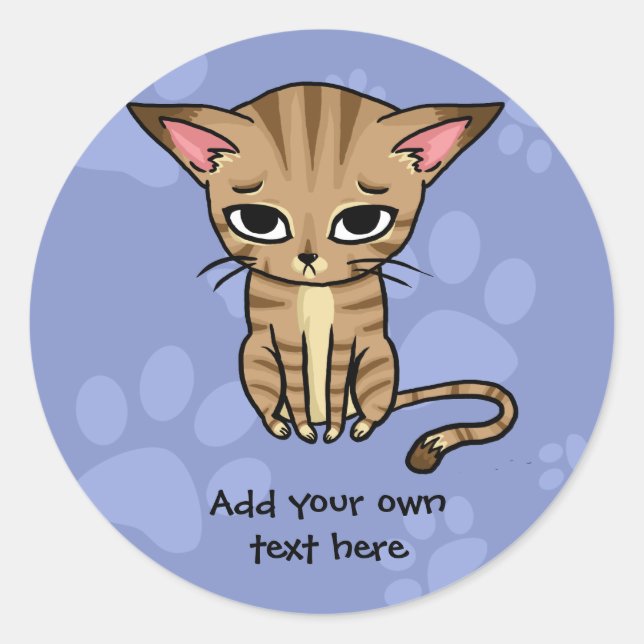 Sad Tabby cat Kitten Runder Aufkleber (Vorderseite)