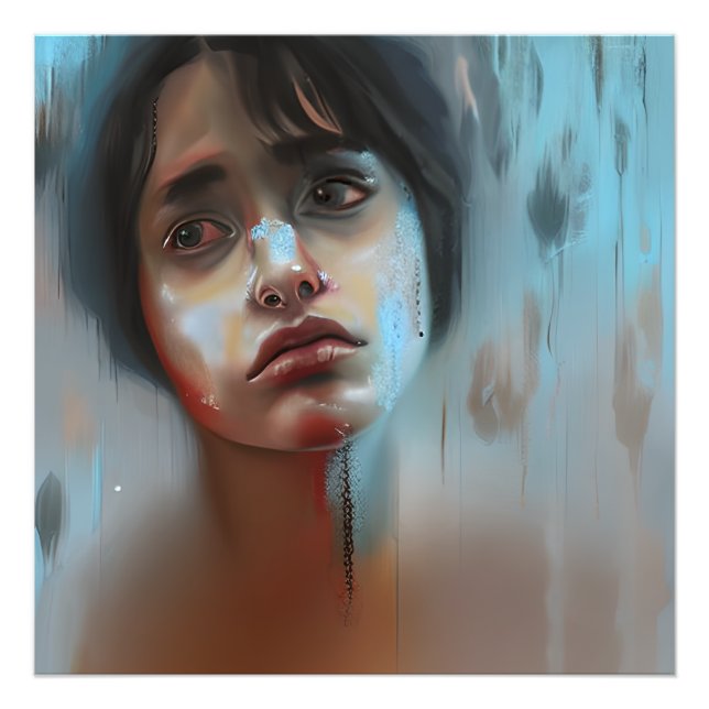 Sad Woman Abstrakt AI Generated Art Fotodruck (Vorne)