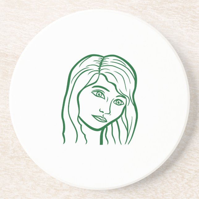 Sad Woman's Face Vector Untersetzer (Vorne)