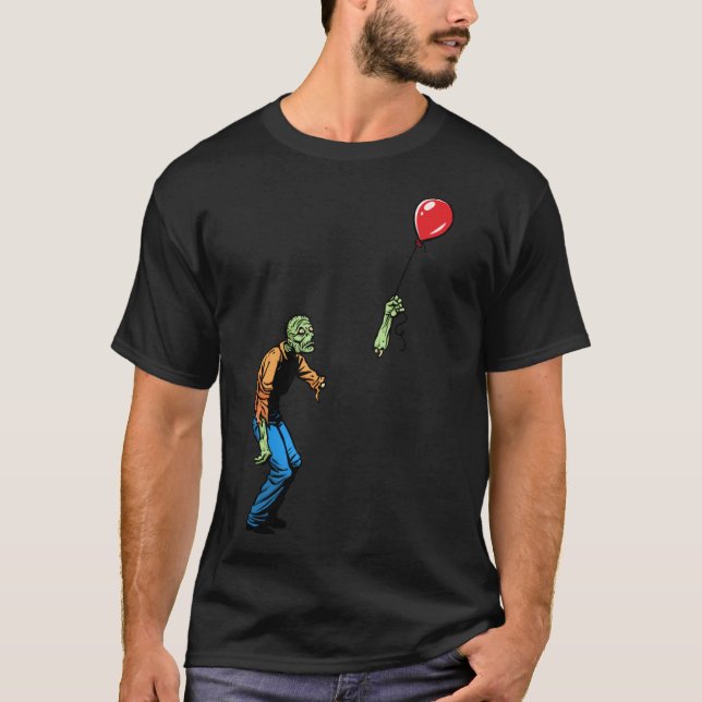 Sad Zombie with Balloon funny funny T-Shirt (Vorderseite)