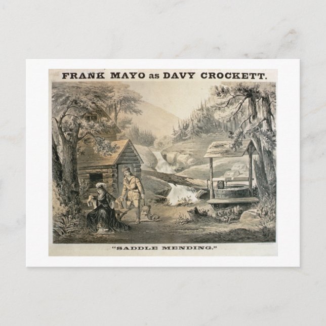 'Saddle Mending', Plakat für 'Davy Crockett' Starr Postkarte (Vorderseite)