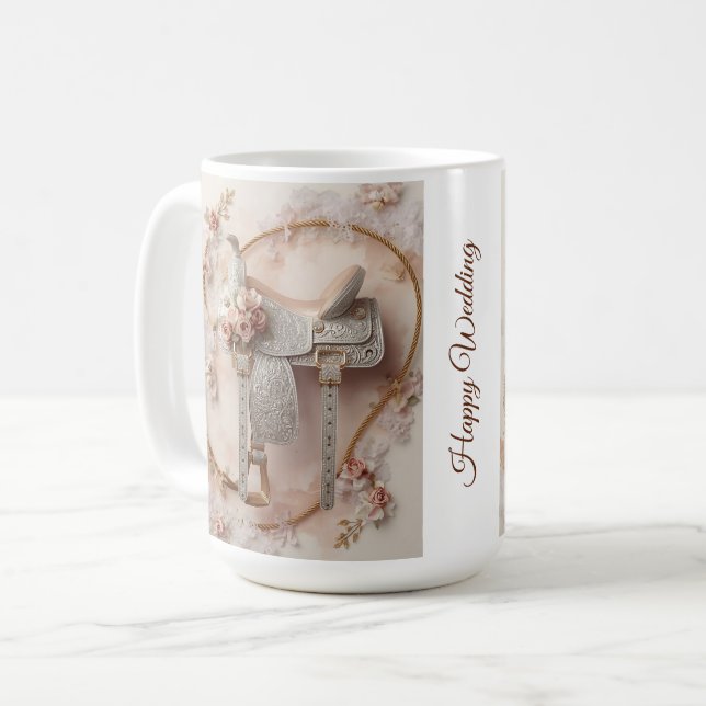 Saddle & Sparkle - Western Wedding Tasse (Vorderseite Links)