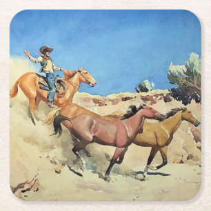 „Saddle Stock“ Western Art von Maynard Dixon Rechteckiger Pappuntersetzer